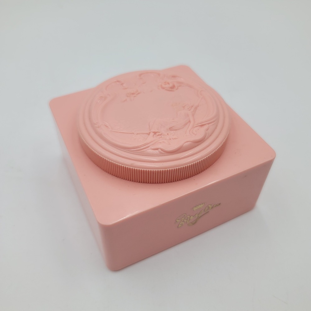 Vintage Bryan Pink Plastic Powder Box Art Nouveau Lady Hammock Vanity‎ Jar